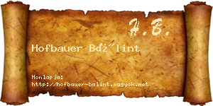 Hofbauer Bálint névjegykártya