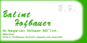 balint hofbauer business card